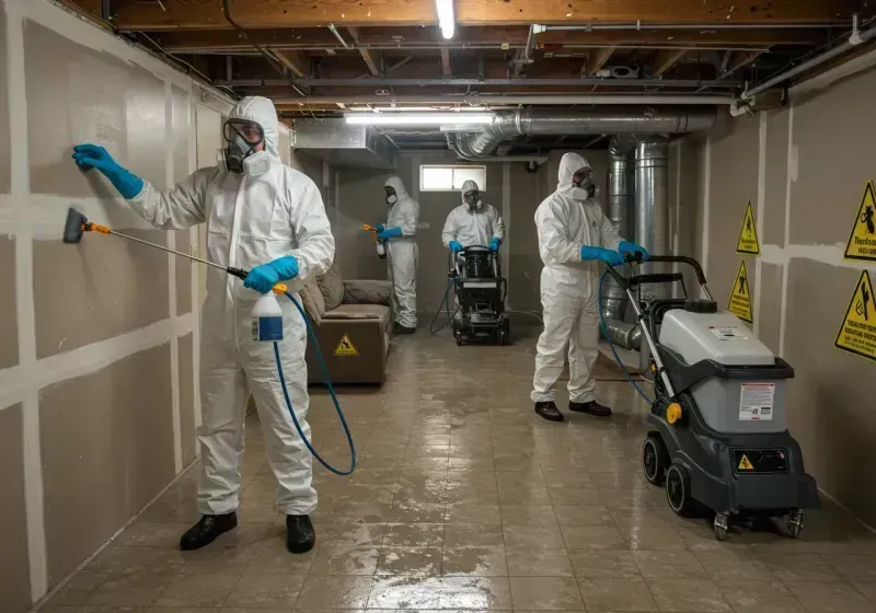 Basement Moisture Removal and Structural Drying process in Broadmoor, CA